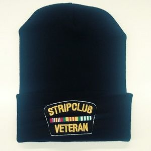 Strip club vereran black knitted beanie